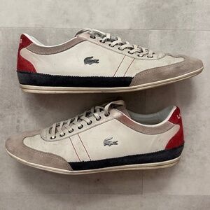 Men's Lacoste Misano 15 LCR soccer style sneaker off white/blue/red US SZ 10